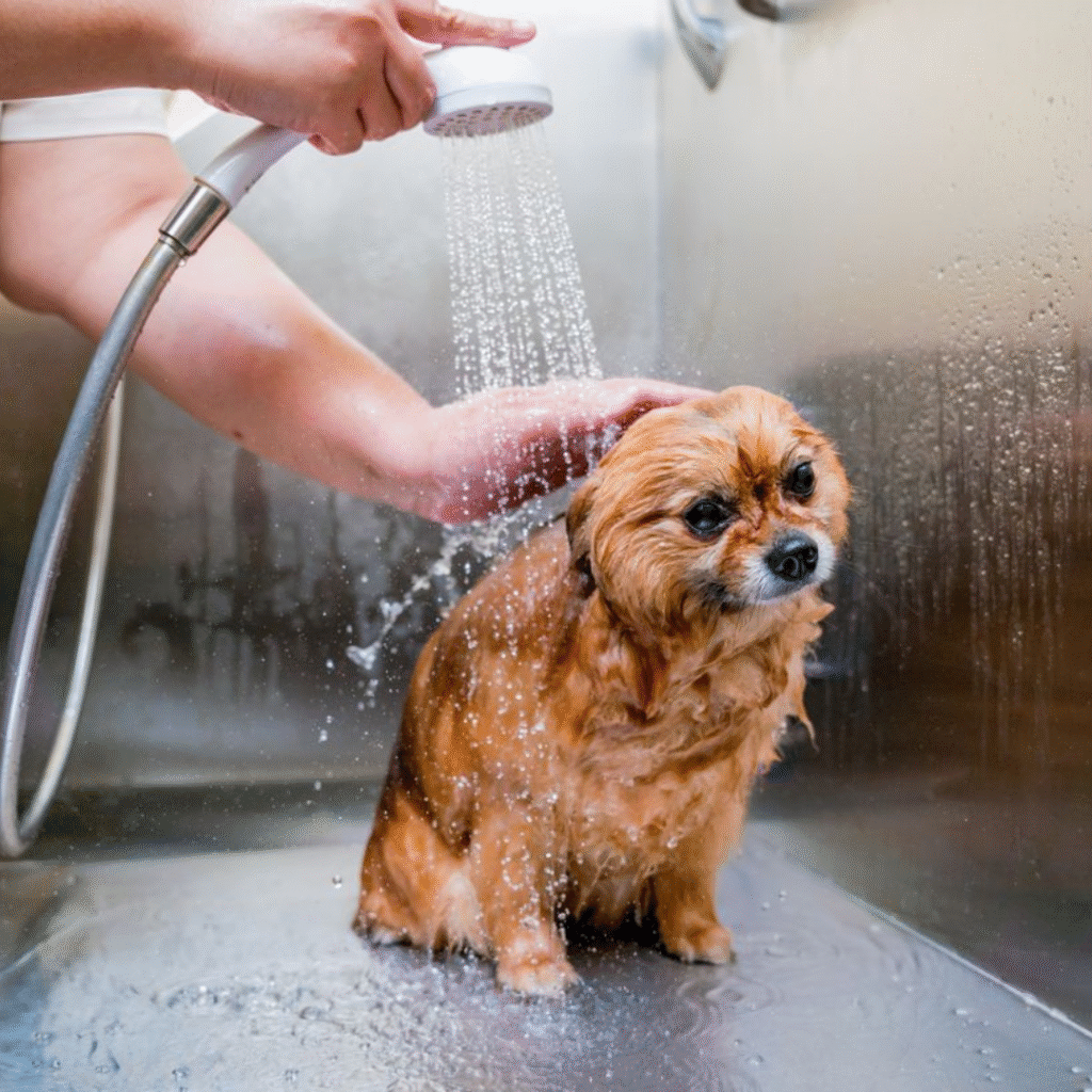 Dog with overgrown fur needing professional dog grooming after a long time
